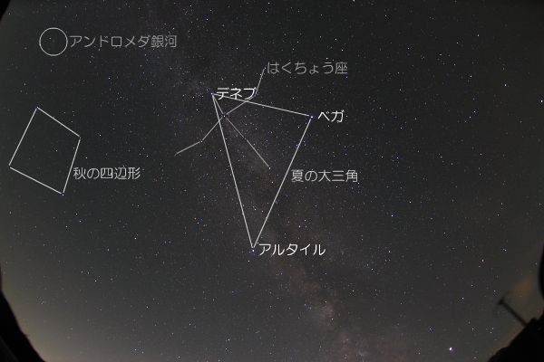 天の川と夏の大三角(広角・説明つき)