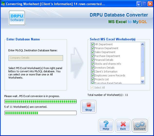 Convert Excel to MySQL Converter.