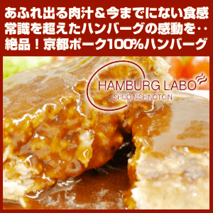 本州・四国・九州は送料無料。絶品！京都ポーク１００％ハンバーグ