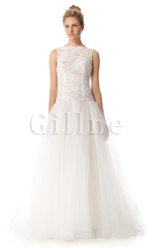 Abito da Sposa Largo Naturale A-Line Cerniera in Organza