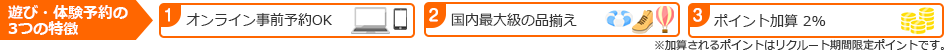 遊び・体験予約の3つの特徴