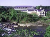 厳美渓流側からの全景