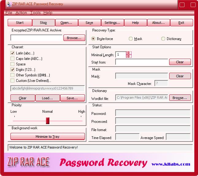 RAR, WinRAR, ZIP, WinZIP password recovery.