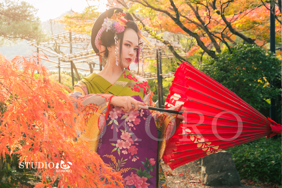 京都 花魁 体験 写真 撮影 カメラ 化粧 ヘアメイク 紅葉 旅行 観光 