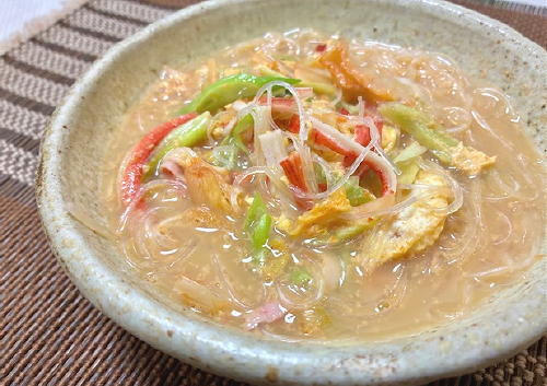 今日のキムチ料理レシピ：カニカマと卵のキムチ春雨