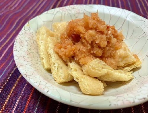 今日のキムチ料理レシピ：油揚げのピリ辛おろし