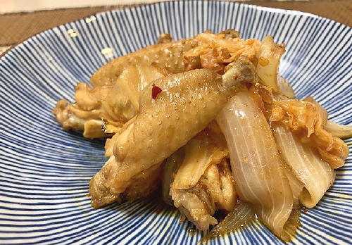 今日のキムチ料理レシピ：手羽中とキムチの甘酢煮