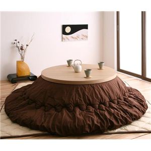 天然木和モダンデザイン 円形こたつテーブル【こたまる】 小（幅80cm） 白茶色（ナチュラル）