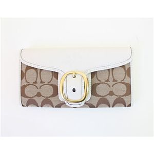 COACH(コーチ)ブリーカー シグネチャー 41536 BKHWW スリムエンベロープ 長財布 カーキ/ウインターホワイト