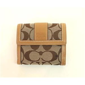 COACH(コーチ)ハンプトンズシグネチャー 40995 BKHCA ニューミニウォレット 2つ折り財布 カーキ/キャメル
