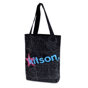 KITSON(キットソン) KHB0166 ロゴ ショッピングエコ トートバッグ ブラック×ブルー