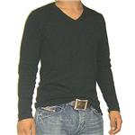 Vネックインナーマッスルシャツ(長袖)【同色2枚組】 ブラック M-L