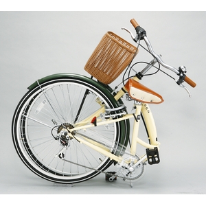 WACHSEN（ヴァクセン） 折り畳み自転車 BC626-WB 26インチ シマノ6段変速付 アイボリー/モスグリーン （シティサイクル）