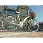 WACHSEN（ヴァクセン） 折り畳み自転車 BC626-WB 26インチ シマノ6段変速付 アイボリー/モスグリーン （シティサイクル）