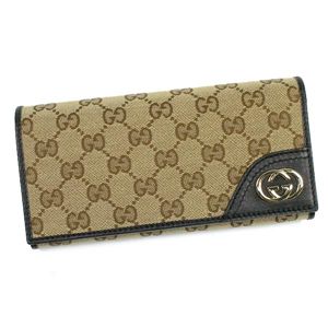 GUCCI(グッチ) 長札財布 204836 9769 ブラック/ベージュ