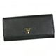 Prada（プラダ） ナガザイフ SAFFIANO MULTICOLOR 1M1132 F0632 ブラック/ピンク H9×W19×D3 【ブランド７sale】10月5日15時まで2個限り 