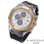 Folli Follie(フォリフォリ) クロノグラフ ラバー WT6P012ZEZ-BLK/ゴールド×ブラック・メンズ
