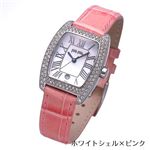Folli Follie(フォリフォリ) パヴェ レザーウォッチ WF6A062SDW-PNK/ホワイトシェル×ピンク