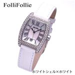 Folli Follie(フォリフォリ) パヴェ レザーウォッチ WF6A062SDW-WHT/ホワイトシェル×ホワイト