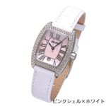 Folli Follie(フォリフォリ) パヴェ レザーウォッチ WF6A062SDP-WHT/ピンクシェル×ホワイト