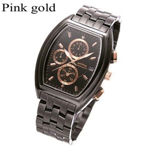 SONNE(ゾンネ) ブラッククロノ ブレスウォッチ S097／ピンクゴールド