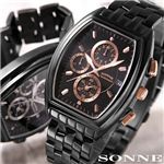 SONNE(ゾンネ) ブラッククロノ ブレスウォッチ S097／ピンクゴールド