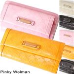 Pinky Wolman(ピンキーウォルマン) エナメル 長財布 Yellow 34503・ホック