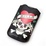 Ed Hardy(エド・ハーディ) レザー調 小物入れ 【A】01001/BK/ブラック