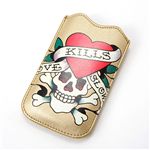 Ed Hardy(エド・ハーディ) レザー調 小物入れ 【A】01001/GOLD/ゴールド