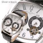 Salvatore Marra Mens ツインオートマチック トノー型SM5015 シルバー×ブラック