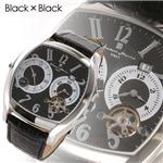 Salvatore Marra Mens ツインオートマチック トノー型SM5015 ブラック×ブラック