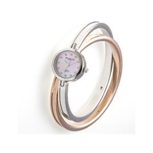 Alessandra olla(アレッサンドラ・オーラ)  ダイヤ1P バングルウォッチ AO-7650-4ピンクシェル