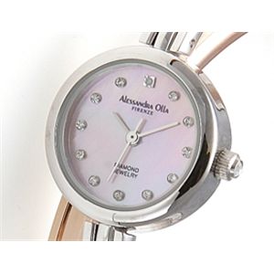 Alessandra olla(アレッサンドラ・オーラ)  ダイヤ1P バングルウォッチ AO-7650-4ピンクシェル