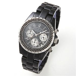 J.HARRISON(ジョン・ハリソン) クロノグラフ  JH-005BW／ブラック×シルバーアイ