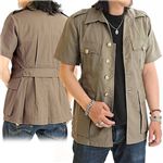 イギリス軍金ボタンサファリデッドストックシャツ　ベージュ　Ｍサイズ