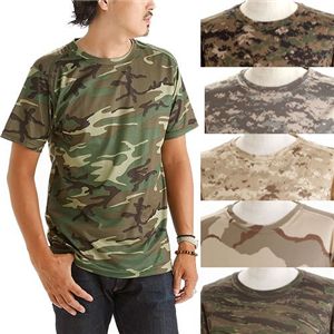 ガン汗OK!吸汗速乾カモフラージュTシャツ ピクセルウッド L