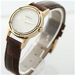 D-SIDE イエローゴールドケース ホワイト文字盤 ブラウンクロコダイルベルト 30001818-691