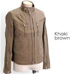 THREE STONES THROW ライダースジャケット　TST71309 カーキ L