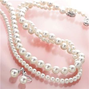 あこや真珠 8.5～9mm珠 パールネックレス＆パールイヤリング セット（鑑別カード付き）