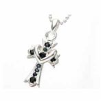 シルバー９２５　　サファイア／ルビークロスネックレス サファイア