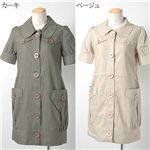 【ナチュラルスタイル!】麻混ワンピース カーキ