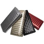 シャイニー＆エナメルメッシュ長財布 インディアンレッド
