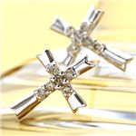 K18 ホワイトゴールド ダイヤ0.08ct クロスモチーフ ピアス