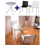 ガラスラウンドテーブル&チェアー3点セット ホワイト