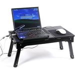 多機能ラップトップテーブル with LEDライト ブラック