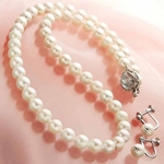 あこや本真珠 6.5-7mm 2点セット(真珠ネックレス1点、ぶら下がりイヤリング1点計2点セット)