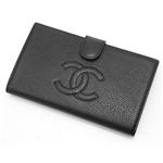 CHANEL(シャネル) キャビアスキン 長財布 13498・がまぐち マット(ゴールド金具)