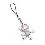 スワロフスキー社クリスタル★キラキラくまちゃんストラップ（ホワイトマルチ）