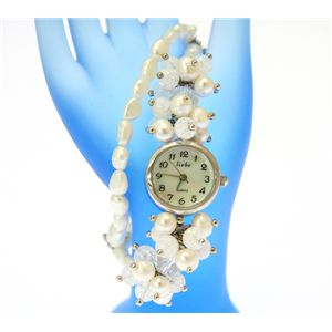 Liebe(リエベ) 淡水パール イラスティック2連ブレスウォッチ ホワイト