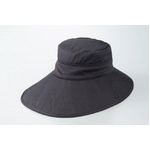 シルク つば長ひんやりリバーシブル帽子 ブラック